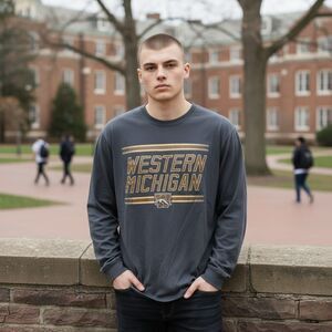 XL Western Michigan University Broncos Long Sleeve League Gray T-Shirt